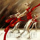 Dancing in The Wind Paintings - Dancing Ribbons by Kitty Meijering